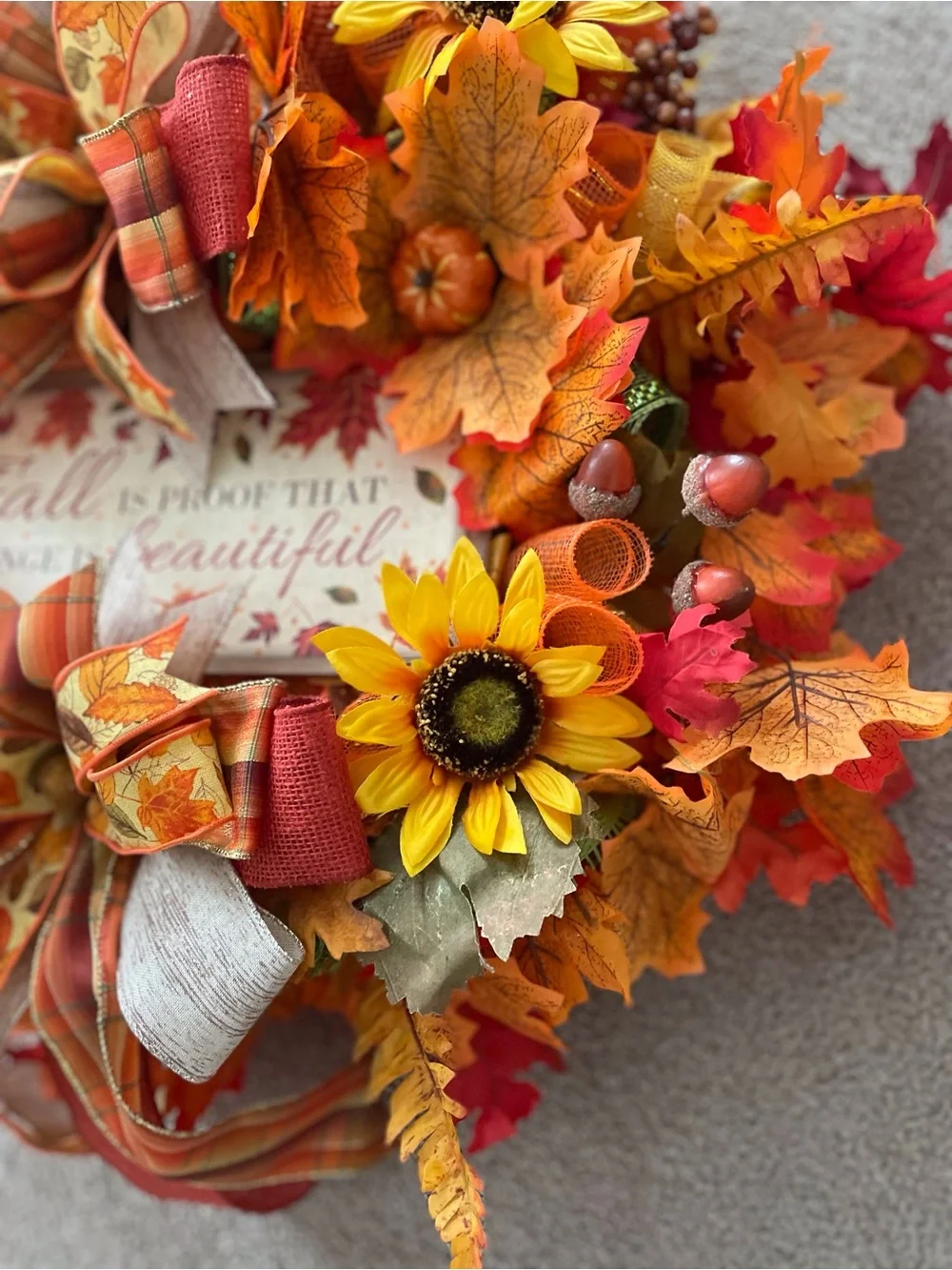 Autumn Sunflower Fall Wreath - Orange, Yellow